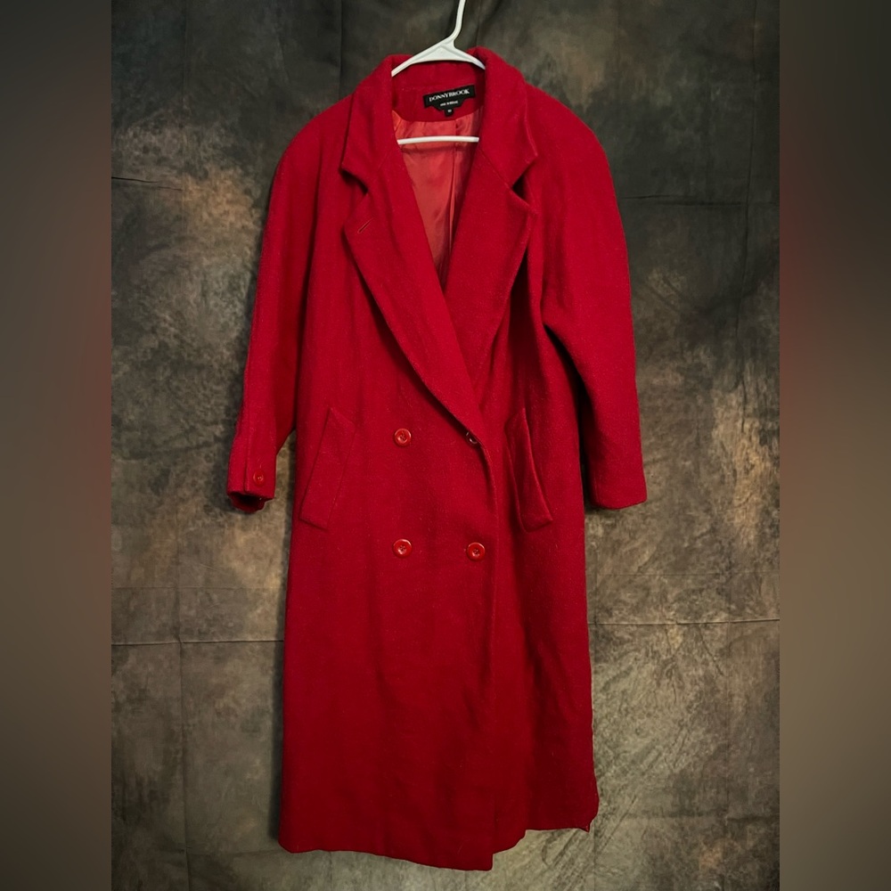 Vintage Long Red Double-Breasted Coat